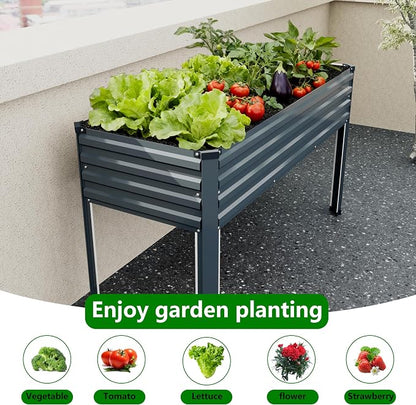 Vengarus 2PCS 48×18×30in Galvanized Raised Garden Bed Outdoor with Legs Set | 300 Lb Capacity, Galvanized Steel, Rust-Resistant, Elevated Planter Box for Outdoor Garden, Patio, Balcony, Backyard, Grey