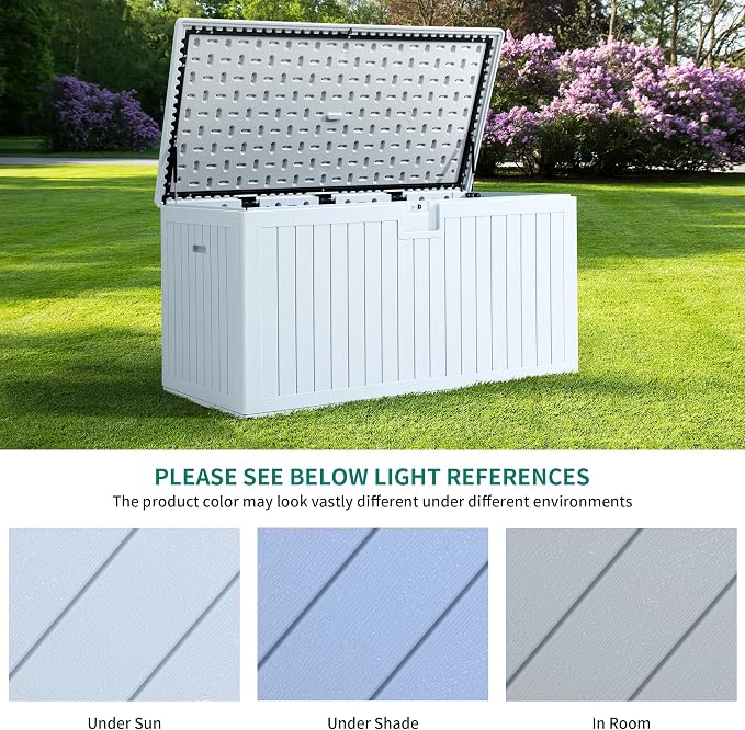 YITAHOME XL 180 Gallon Large Deck Box | Outdoor Storage for Patio Furniture Cushions,Garden Tools,Waterproof,Lockable (White)