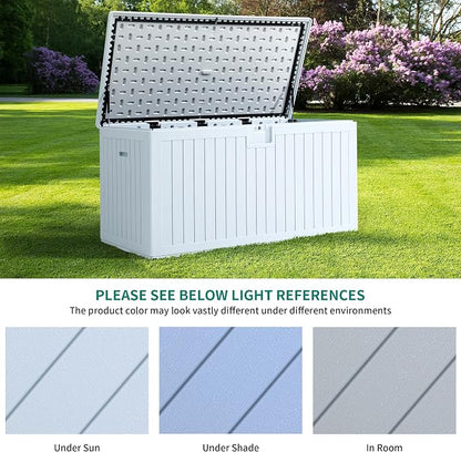 YITAHOME XL 180 Gallon Large Deck Box | Outdoor Storage for Patio Furniture Cushions,Garden Tools,Waterproof,Lockable (White)