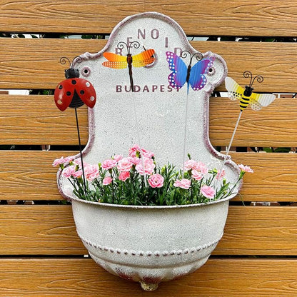 16" H Metal Insects Garden Stake Spring Decor, Butterfly Ladybug Bee Dragonfly Yard Art Ornaments Decorative Plant Stakes for Outdoor Lawn Pathway Patio Plant Pot Flower Bed