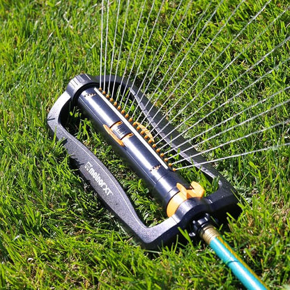 Melnor 65165AMZ XT Turbo Oscillating Sprinkler, 4,500 sq. ft., Quick Connect Bundle, 2-Way Adjustable, Black, Yellow