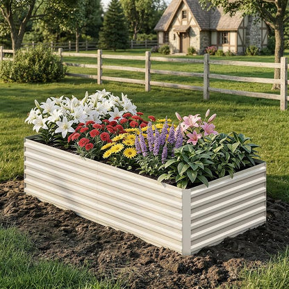 Garvee 6x3x2ft Galvanized Raised Garden Bed Outdoor,Rust-Resistant Raised Garden Beds for Gardening, Easy Assembly Outdoor Garden Box & Planters, Beige
