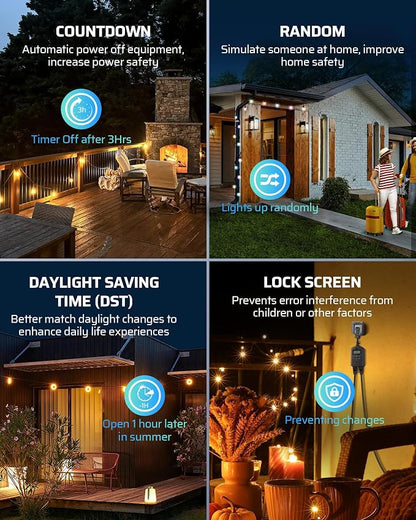 DEWENWILS Outdoor Timer Outlet Waterproof, Outdoor Digital Timer for Lights, Programmable with 2 Grounded Outlets, for Home and Garden, 15A, 1/2HP, Heavy Duty, ETL Listed