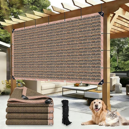 90% Outdoor Sun Shade Cloth, 20 x 20 FT Pergola Shade Cover with Grommets, Privacy Screen Sunshades for Patio Garden Backyard Plant, Mocha