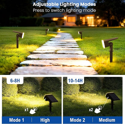 DAMINY Solar Spotlights Waterproof IP65,Auto On/Off,3000K 2 Lighting Modes Solar spot Lights for Garden,Pathway,Yard,Landscape-6 Pack