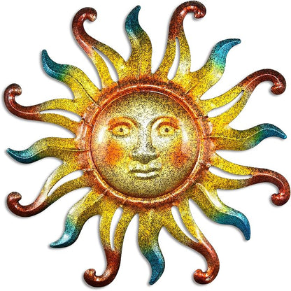 Miyolo Metal Sun Wall Decor Outdoor Sunface Yard Art for Porch Door Patio Garden Home Indoor Sculpture Decorations