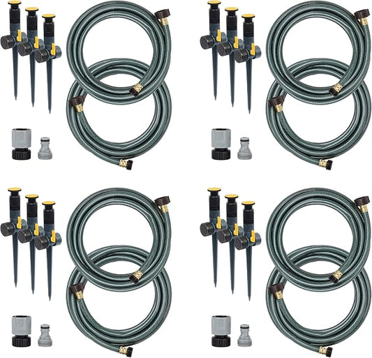 Melnor 65191AMZ Adjustable Spike Set Sprinkler Bundle,Green,Yellow,(Pack of 4)