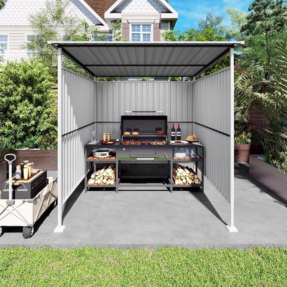 6x6FT Open Air Storage Shelter, Metal Outdoor Garden Shed, Doorless Patio Organizer for Bikes Motorcycle BBQ Tools Pet House Weather Resistant Backyard Storage Cover Canopy Utility Shelter