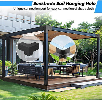 JEXALINE Aluminum Pergola Kit for 4"x4" Lumber, Heavy Duty Pergola Brackets with 3-Way & 4-Way Corner Brackets, DIY Gazebo Kit for Outdoor Patio Backyard Garden, Fits Actual 3.6" x 3.6" Wood