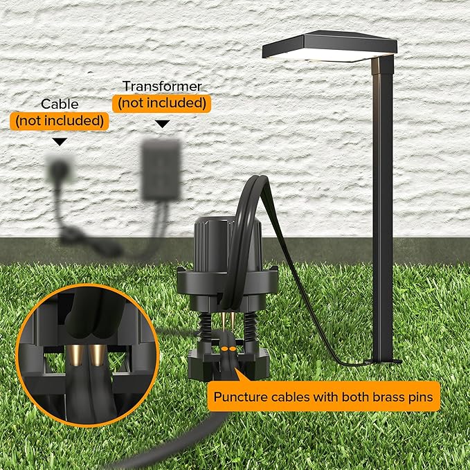 LUTEC 12 Pack Low Voltage Pathway Lights, Aluminum 12V Landscape Lighting with Connectors，IP65 Waterproof Anti-Glare Wired LED Pathway Lights, 5W 500LM Warm White 3000K for Pathway, Yard, Garden