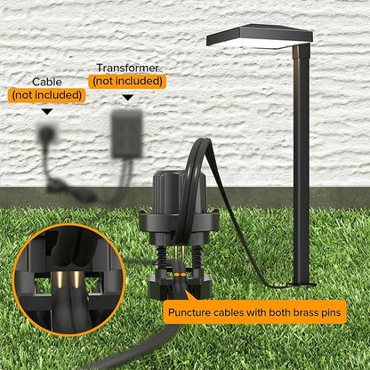 LUTEC 12 Pack Low Voltage Pathway Lights, Aluminum 12V Landscape Lighting with Connectors，IP65 Waterproof Anti-Glare Wired LED Pathway Lights, 5W 500LM Warm White 3000K for Pathway, Yard, Garden