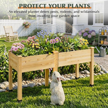 Wood Raised Garden Bed, 72x24x30in Elevated Wooden Planter Box with Legs Standing Growing Bed for Backyard, Patio, Balcony with Bed Liner, 200 Pound Capacity 2PCS