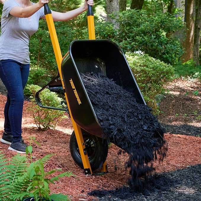 True Temper Wheelbarrow with Pneumatic Tire and Steel Handles, 6 Cu. Ft