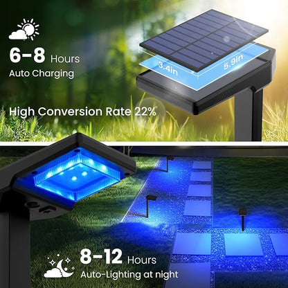 AUDERWIN Solar Pathway Lights Outdoor, Smart Color Changing with 9-in-1 (Warm White/Cool White/RGBCW) Modes,Bright Landscape Lighting Waterproof for Walkway,Garden,Driveway,Yard,Patio(6pack)