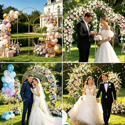Metal Arch Backdrop Stand Set of 3 Wedding Arch Stand 7.2FT & 6.6FT & 6FT Arched Backdrop Frame for for Wedding Ceremony Baby Shower Birthday Party Graduation Ceremony Decoration