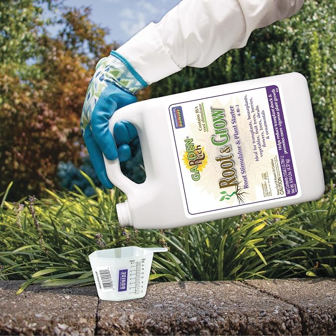 Bonide Garden Rich Root & Grow Root Stimulator & Plant Starter, 128 oz Concentrate 4-10-3 Fertilizer for Transplanting