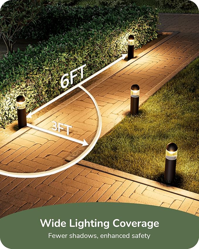 EDISHINE Low Voltage Landscape Lighting, 12V 3W 3000K Warm White, Electric Outdoor Bollard Lights with Connectors, Waterproof LED Pathway Driveway Walkway Lights Wired for Yard Garden