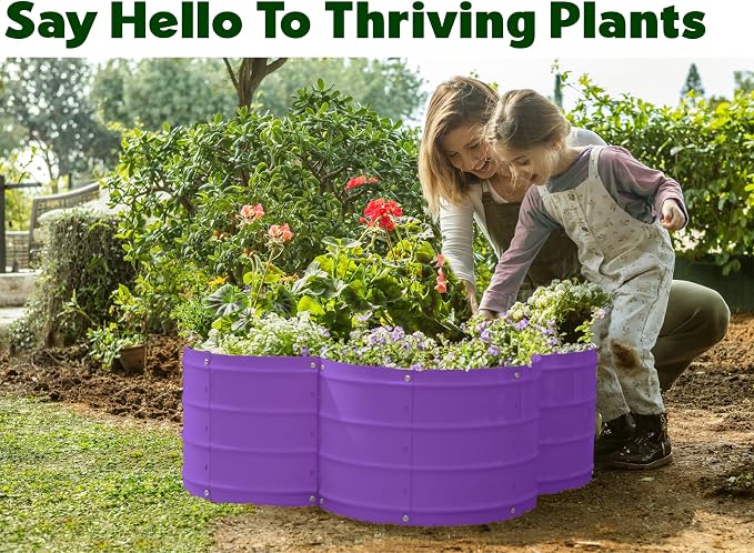 Plant & Plot Galvanized Raised Garden Beds Outdoor // 3×3×1 ft Planter Raised Beds for Gardening, Vegetables, Flowers // Large Metal Garden Box (Purple) // Patented Tool-Free Design