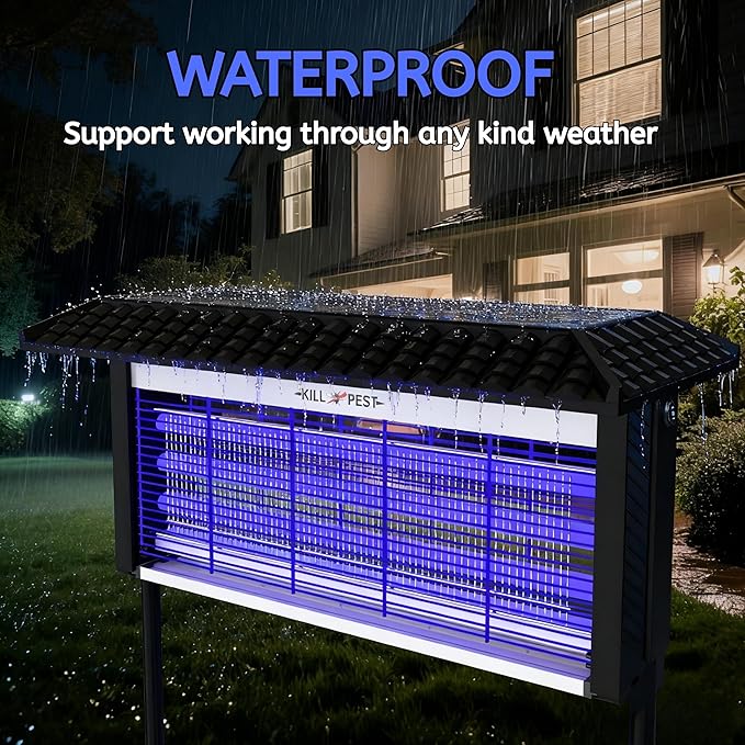 Solar Powered Bug Zapper Outdoor, 4500V Mosquito Trap with 45W Solar Panel, Fly Trap & Mosquito Killer, 8000mAh Battery, IPX5 Waterproof, Covers Up to 4000 Sq.Ft for Patio, Backyard, Garden