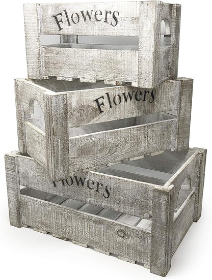 allgala 3-PC Set Wooden Boxes Planter Trough for Flower pots - Indoor Outdoor Decoration - Storage Display Boxes