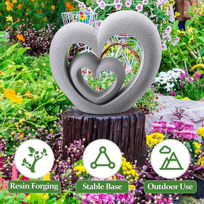 Suzile Nesting Heart Garden Sculpture Resin Outdoor Garden Statues 13.39 x 12.2 x 3.15 Inches Memorial Statues for Grave Cemetery Tombstone Patio Lawn Backyard Yard 4th of July Gift Decoration