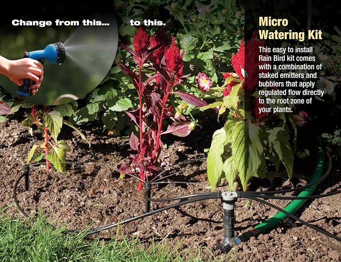Rain Bird SWDMSPKIT Drip Irrigation Spot Watering Manifold on a Spike Kit, Bubblers and Emitters