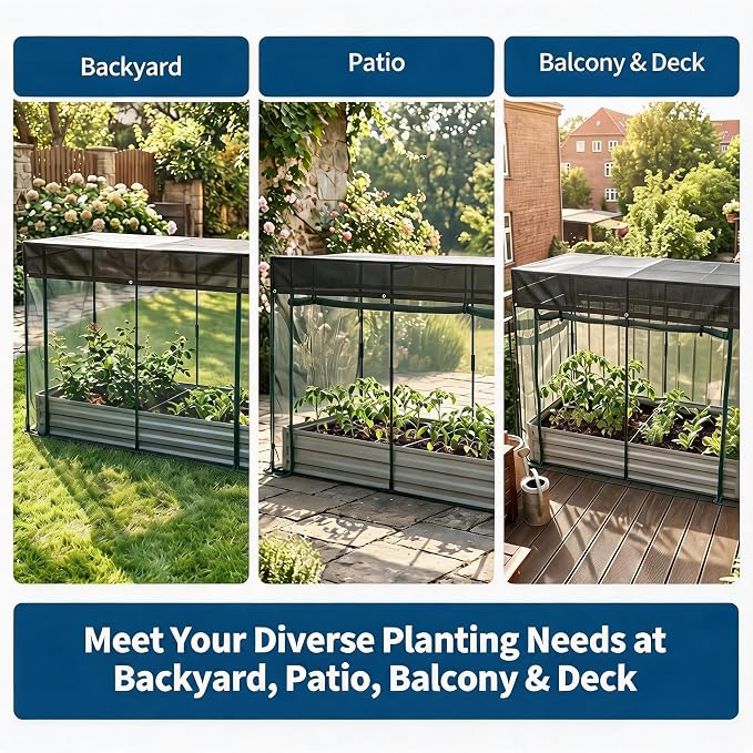 6x3x1Ft Galvanized Raised Garden Bed Kit w/Self Watering Irrigation & Mesh Cover, Metal Bottomless Raised Planter Box for Veggies Herbs Flowers, Rustproof Elevated Garden Bed Backyard Patio Farm