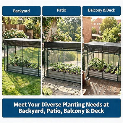 6x3x1Ft Galvanized Raised Garden Bed Kit w/Self Watering Irrigation & Mesh Cover, Metal Bottomless Raised Planter Box for Veggies Herbs Flowers, Rustproof Elevated Garden Bed Backyard Patio Farm