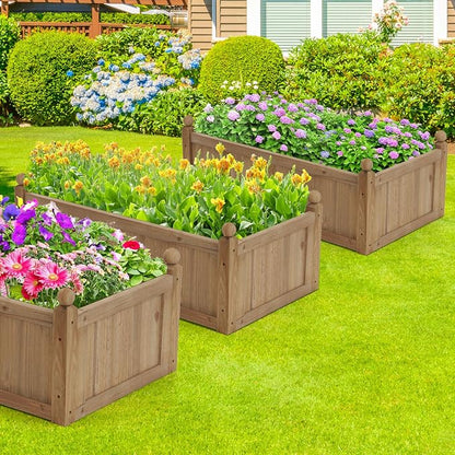 S AFSTAR Wooden Raised Garden Bed, 46" L x 24" W x 16" H Outdoor Rectangular Planter Box W/ 4 Corner Drainage, Raised Bed for Vegetable Fruit Flower Herb, Planter Container for Patio Garden Lawn Yard