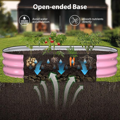 Winpull Raised Garden Bed Kit, 5x2x1 ft Galvanized Planter Box Outdoor with Safety Edging, Large Metal Raised Beds for Gardening Vegetables Flower Fruits (Blush Pink)