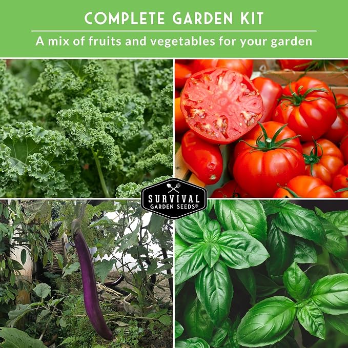 Vegetable Garden Starter Kit for Planting | 20 Heirloom Non-GMO Varieties for Beginner Victory Gardens, Start Growing Indoors or Outdoors - Survival Garden Seeds