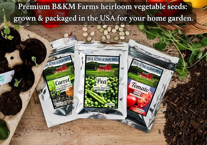 B&KM Farms 100,000+ Heirloom Survival Seed Kit | 50+ Non-GMO Vegetable & Fruit Varieties | 100 Seed Packets | 5-15 Year Food Storage | Weatherproof Bucket for A Sustainable, Self-Sufficient Garden