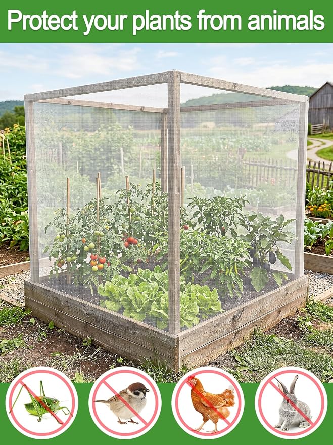 ANPHSIN Strong PP Nanocomposite Mosquito Net Garden Netting - 10 x 20ft Bird Insect Pest Mesh Barrier Screen for Patio, Balcony, Porch, Outdoor Raised Beds Protection (White)