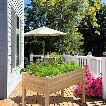S AFSTAR Raised Garden Bed, Elevated Wooden Planter Box, 49.5”L x 23.5”W x 30”H, Outdoor Gardening Planting Bed for Vegetables, Flowers & Herbs Grow, Great for Backyard Patio Lawn (Natural)