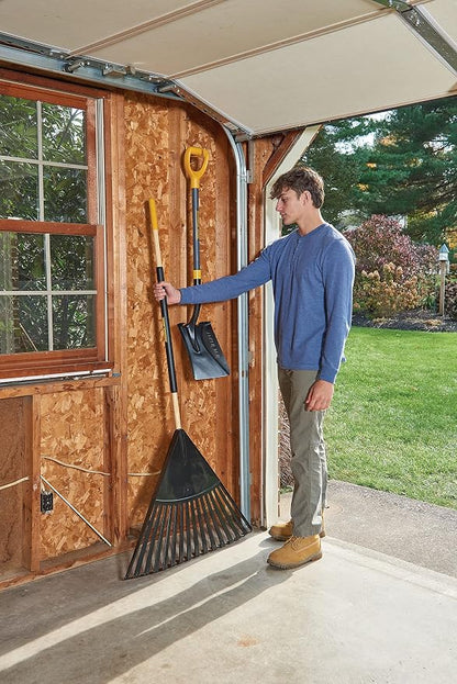 True Temper 20212011 Clog Free Leaf Rake with Hardwood/Steel Handle, 30 in. for Leaves, Grass, Clippings, Twigs, Pine Needles, Acorns, Debris,Black