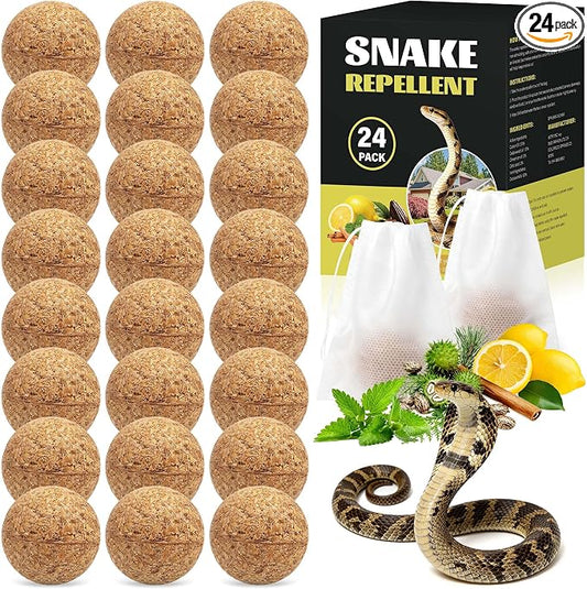 Natural Snake Repellent, 24 Pack Natural Peppermint Oil Snake Repellent for Yard Garden Attic Orchard Indoor Outdoor Patio Porch, Pet and Family Safe, Ready to Use, Brown