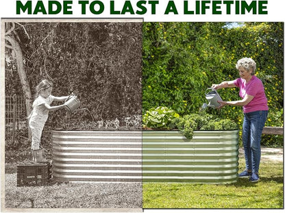 Plant & Plot Galvanized Raised Garden Beds Outdoor // 8×2×2 ft Planter Raised Beds for Gardening, Vegetables, Flowers (Silver) // Large Metal Garden Box // Patented Tool-Free Design