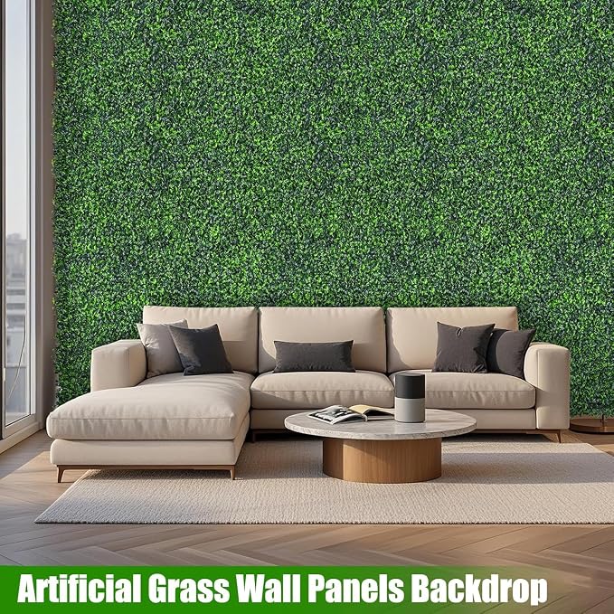 Artificial Boxwood Roll, 60x180 in (75 sqft) UV-Anti Faux Ivy Grass Wall Backdrop for Balcony Privacy, Fake Grennery Wall Decor for Garden, Patio, Backyard