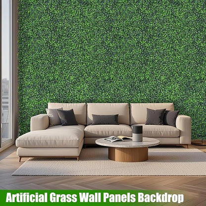 Artificial Boxwood Roll, 64x168 in (74 sqft) UV-Anti Faux Ivy Grass Wall Backdrop for Balcony Privacy, Fake Grennery Wall Decor for Garden, Patio, Backyard