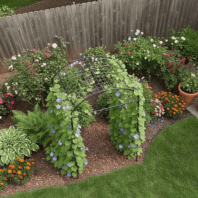 79" Garden Trellis Arch for Climbing Plants – Tall Outdoor Metal Trellis for Vegetables, Peas, Tomatoes,﻿ Cucumber Trellis Arch & Vertical Garden Climber Plant Support for Vine Plants