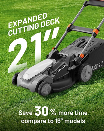 Litheli Self-Propelled Lawn Mower 21", 2 x 8.0Ah Battery Powered Electric Lawn Mower