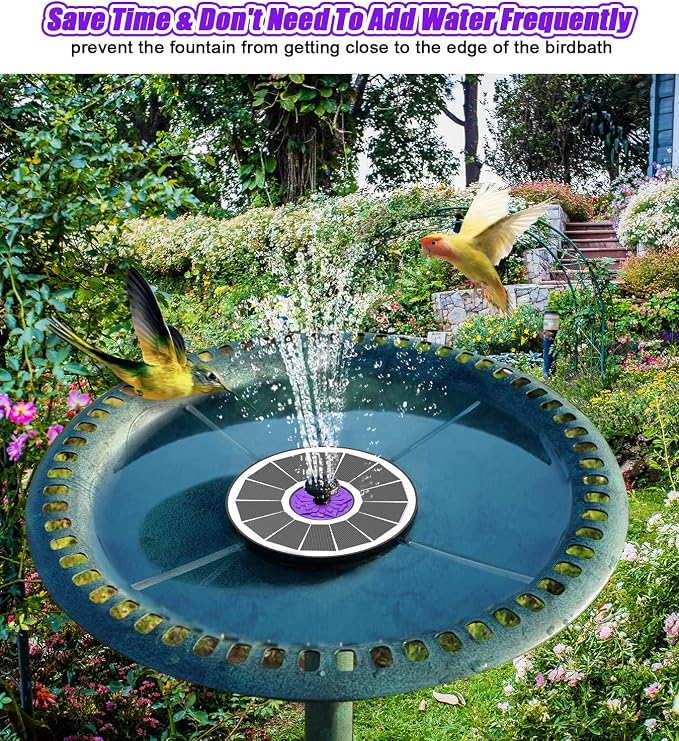 SZMP Solar Fountain 3.5W Bird Bath Fountains with Flower Upgraded Glass Panel, Solar Powered Water Fountain with 7 Nozzles & 4 Fixer, Solar Fountain Pump for Bird Bath, Garden, Pond, Pool (White)