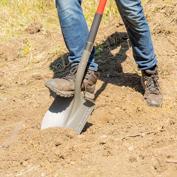 Radius Garden 58-in Long Handle Round-Point Shovel, Steel Shaft, Steel