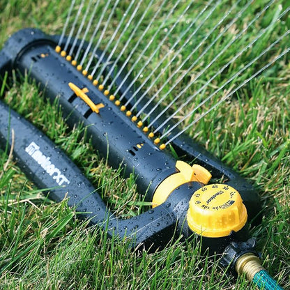 Melnor 65133AMZ XT Turbo Oscillating Sprinkler W/Timer, 4,000 sq. ft., Quick Connect Bundle, 2-Way Adjustable, Black, Yellow