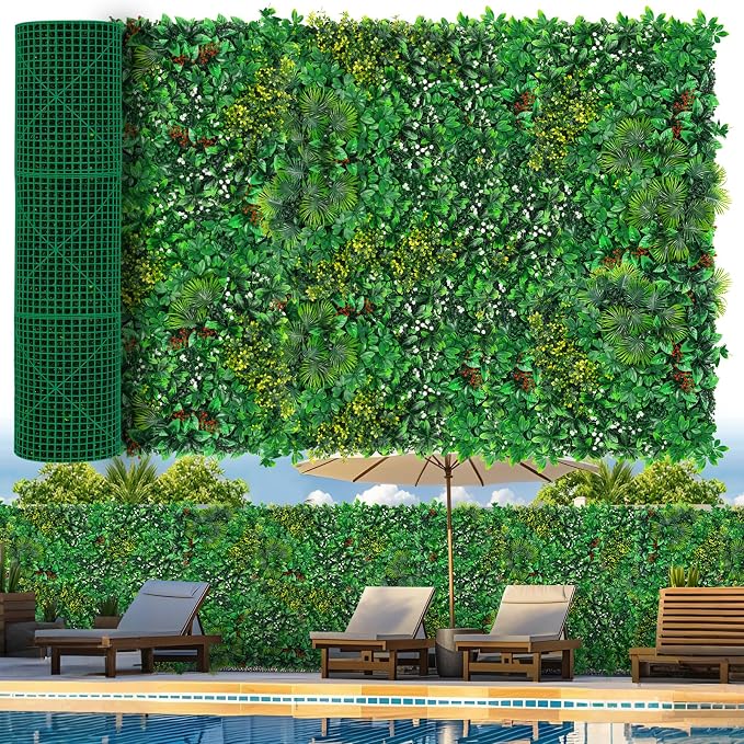 Grooy Artificial Boxwood Roll Panels, Grass Wall Panels Privacy Hedge Fence Screen for Outdoor Indoor Wedding Décor, 60"x120"(50 SQFT)