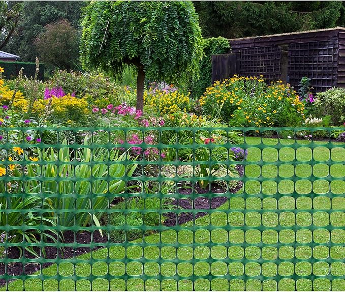 DOEWORKS Safety Fence, 4 x 100 FT Green Plastic Mesh Fence Roll Barrier Netting for Construction Fencing Animal Fencing Garden Fencing and Event Fencing