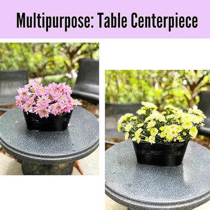 LaLaGreen Planter Boxes Outdoor (3 Pack, 9.8 Inch) Small and Cute Black Metal Iron Hanging Flower Pots Deck Railings Fence Modern Garden Boho Style Wall Mount Window Box Plant Holder Porch Decor