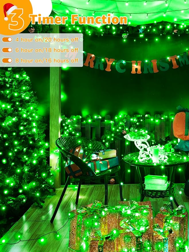 BrightChristmas 500 LED 164 FT Christmas Lights, Waterproof Outdoor String Lights with Remote and Timer, Christmas Tree Lights with 8 Modes Dimmable, Fairy Lights for Holiday Decor (Green)