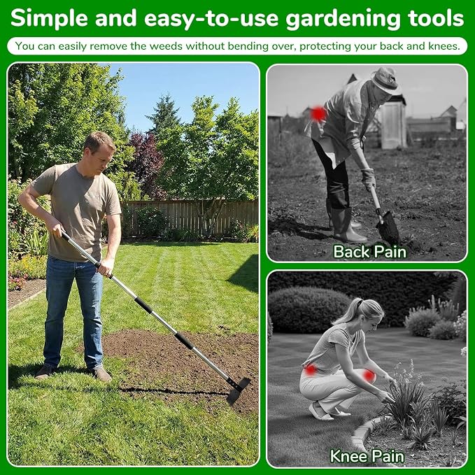 Garden Tools,Weeder Tool,63" Weed Puller Tool with Long Handle,Easy Weeding Without Bending or Squatting Down,Weeding Tools Suitable for Farm Planting and Gardening(Black 24 Claws)