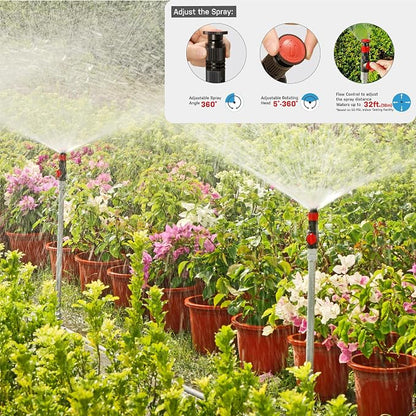 Eden 99989 Multi-Adjustable Sprinkler with Metal Extension Set (12 pcs), Connects to Most Standard (1/2 inch) Threaded Lawn and Garden Watering System